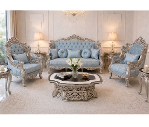 Juego de Sofás Plateados de Lujo para Vestíbulo, Muebles de Sala de Estar de Estilo Europeo, Muebles de Salón, Muebles de Sala de Recepción, Reino Unido - Product Image 3