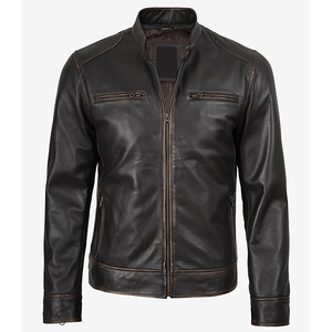 Veste chauffante tendance en cuir de vachette véritable marron foncé pour homme, modèle 2026, 100 % haute qualité, faible MOQ, collection hiver - Product Image 3