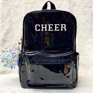 Holographic Cheer <b>Backpack</b> With Foil Print Logo For <b>Children</b> Polyester Material Zipper Closure - Product Image 1