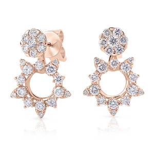 Pendientes de Oro de 14K con Baño de Rodio, Diamantes Cultivados en Laboratorio con Certificación IGI, Lujosos, Diseño 3 en 1 con Halo, Convertibles, 1.1 CT, Joyería - Product Image 4