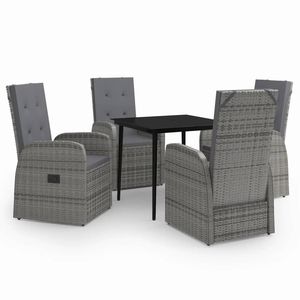 Set da Pranzo da Giardino in Rattan Grigio per 4 Persone, Resistente alle Intemperie, Design Contemporaneo - Product Image 2