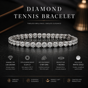 14K <b>White</b> Gold 12.24 CTW Lab Grown Diamond Tennis <b>Bracelet</b> | 7 Inch Classic 0.30 CT Round Diamond Luxury Fine Jewelry for Women - Product Image 5