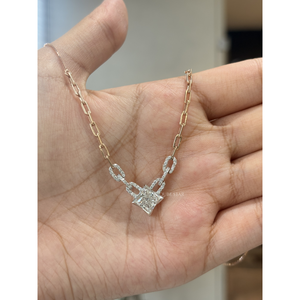 Collar con Colgante de Cadena de Eslabones con Diamantes de Corte Princesa Moderno, 1.95 Ct, Oro de 14K, Joyería Fina de Lujo, Diseño Personalizado, Fabricante - Product Image 4