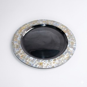 Handmade Round Luxury Mother Of Pearl Inlay Charger <b>Plate</b> <b>Black</b> Stainless Steel Service Underplate For Wedding Banquet & Dining - Product Image 1