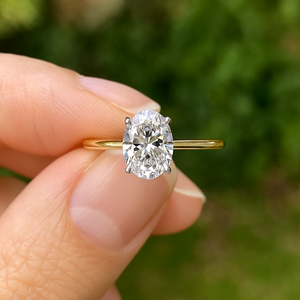 Classic <b>Solitaire</b> Engagement <b>Ring</b> Women Oval Lab Grown Genuine Diamond 1 Carat Brilliant Cut Rhodium Plated 14K/18K Solid Gold - Product Image 1
