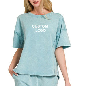2026 Summer New Arrival 2 Piece Shorts <b>Set</b> Causal Fit Fitness Streetwear Custom own Logo Oversized Acid Wash T Shirt Short <b>Set</b> - Product Image 4