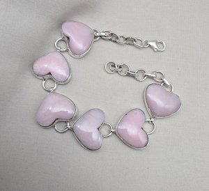 Bracelet en opale rose en forme de cœur, argent sterling 925, fait main - Product Image 6