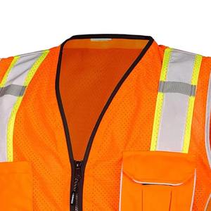 High Visibility Safety Vest Unisex Polyester Workwear with Reflective Stripes and Multiple Pockets - Product Image 3