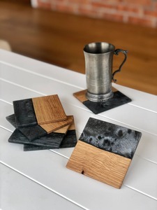Nouvel Arrivage : Sous-verres carrés en bois d'acacia et résine époxy, style classique, design unique pour la maison, les fêtes et le salon - Product Image 5