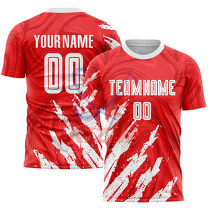 Uniforme de Fútbol Personalizado Rojo y Blanco con Transferencia Térmica, Ropa Deportiva Personalizada con Tela a Medida para Adultos Unisex - Product Image 2