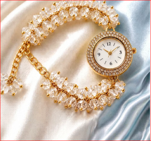 NOBLESTONE GEMS Montre-bracelet étanche en quartz naturel avec paillettes de cristal, cadran en pierres précieuses, chaîne en alliage, bijou cadeau - Product Image 4