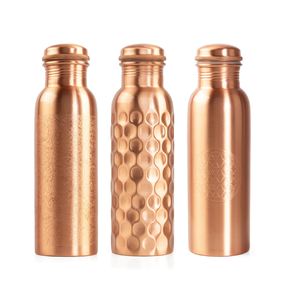 Bouteille d'eau en cuivre pur 1000 ml, design martelé, anti-fuite, bouteille à boire ayurvédique sans BPA avec bouchon en cuivre - Product Image 4