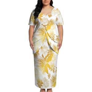 Robe longue personnalisée pour femme à imprimé floral, manches courtes, décontractée, mode estivale, grandes tailles, fabricant OEM ODM, vente en gros en vrac - Product Image 1