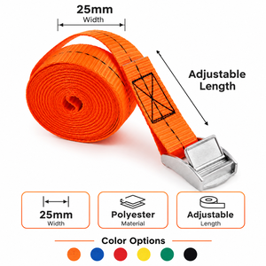 Cam Buckle Tie Down Strap 25mm Polyester 250kg for <b>Cargo</b> Securing Heavy Duty Factory Direct OEM Supplier - Product Image 4