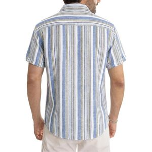 Camisa de Vestir con Botones y Rayas Verticales, Transpirable, de Algodón, Corte Holgado, Cuello Clásico, Casual, para Vacaciones - Product Image 2