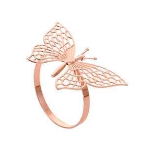 Anneau de serviette en métal or rose en forme de papillon pour la décoration de table de mariage, mise en scène de table d'événement de luxe, vente en gros à l'exportation - Product Image 2