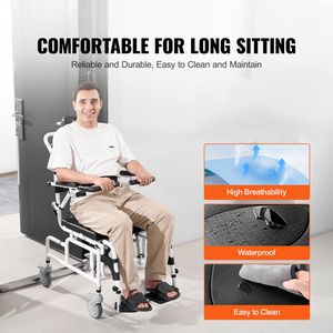 "Modern 17.5in Width Aluminum <b>Shower</b> <b>Chair</b> with Adjustable Roll and Brake" - Product Image 4