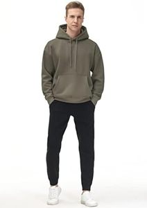 Sudadera con Capucha para Hombre, Color Sólido, 100% Algodón, Felpa, Corte Regular, Casual, con Bolsillo, Estilo Tejido Otoñal - Product Image 3