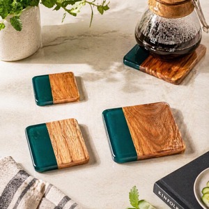 Juego de Posavasos Decorativos de la Mejor Calidad, Estilo Clásico Elegante, Posavasos de Resina y Madera con Acabado de Piedra Duradero - Product Image 5