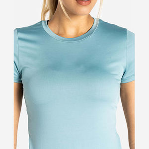 Camisetas de Gimnasio para Mujer de Alta Calidad, de Algodón Liso, con Logotipo Personalizado, Corte Largo, Ajustadas, Ligeras, de Poliéster Elástico - Product Image 4