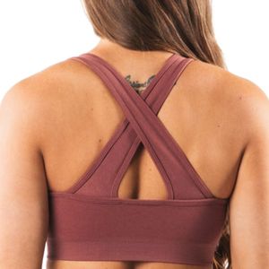 <b>Rose</b> Pink Women's Cross Back Sports Bra Lightweight Stretch Athletic Crop <b>Top</b> for Training Workout Yoga Gym Running Fitness - Product Image 3