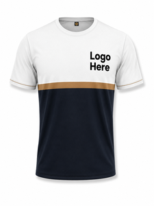 Camiseta de Hombre con Bloques de Color, Manga Corta, Cuello Redondo, Corte Regular, Ribete en Contraste, Diseño Sólido, Tejido de Punto, 100% Poliéster, Estilo Casual - Product Image 3