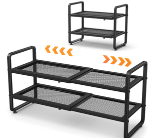 Standing <b>Metal</b> Double Tier Storage <b>Rack</b> for Home Organization and Entryway - Product Image 2