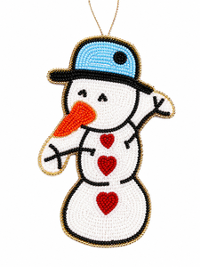 Handmade Embraided Snowman Seed Beaded <b>Christmas</b> Ornament For Festive DIY Decor Artistic Holiday Luxury <b>Christmas</b> Hanging Decor - Product Image 1