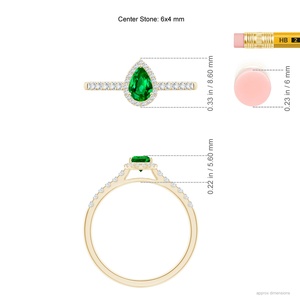 Trending Product Natural 6*4mm Pear Cut Zambian Emerald & Diamond Halo Ring 14k Gold Wedding Jewelry Pave Accent Diamond Ring - Product Image 3