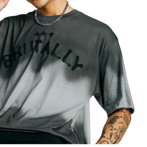 T-shirt Homme Oversize Col Rond Manches Courtes Imprimé Dégradé Streetwear Décontracté Coupe Ample Style Urbain Fournisseur en Gros - Product Image 4