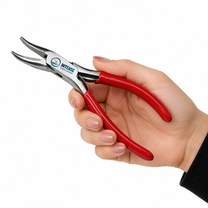 Pince à bec courbé professionnelle en acier inoxydable pour bijoux, avec poignées en PVC pour le façonnage de fils - Product Image 3
