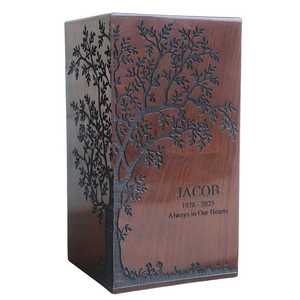 Boîte à souvenirs religieuse en bois de rose indien gravé Arbre de Vie, forme rectangulaire, décoration artisanale pour table de maison - Product Image 2