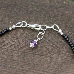 Natural Black Spinel Amethyst Bracelet Sterling Silver Handmade Gemstone Jewelry Gift For Women - Product Image 3
