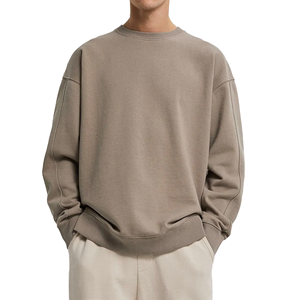 Oversized Crew Neck Sweatshirt Solid Color Knitted Cotton <b>Pullover</b> <b>Men</b> Casual Autumn Fit Regular Sleeve - Product Image 1