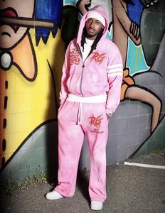 Ensemble de survêtement personnalisé pour homme en molleton rose tissé, avec sweat à capuche zippé et pantalon de jogging, style streetwear, fabricant OEM ODM - Product Image 2