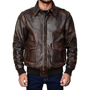 Blouson bomber en cuir pour homme, couleur unie, fermeture éclair intégrale, qualité supérieure, léger, pour l'hiver. - Product Image 6