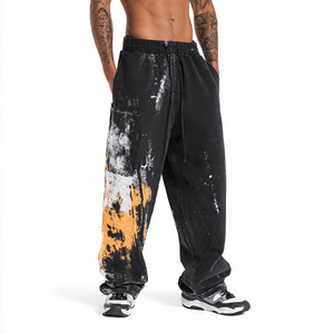 Custom <b>Men</b> Acid Washed <b>Baggy</b> Sweatpants Heavyweight Vintage Knee Cut Wide Leg <b>Trousers</b> Casual Loose Fit Jogger Streetwear Pants - Product Image 2