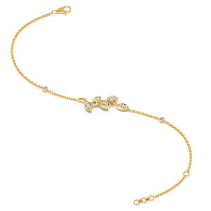 Bracelet asymétrique en forme de branche de feuille avec chaîne en diamant - Product Image 4