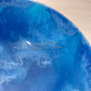 Tazón Decorativo de Resina Pulida para Frutas, Apto para Alimentos, Ecológico, Diseño Verde Menta con Remolinos, Hecho a Mano, Diseño Bonito, Artizon Studio - Product Image 5