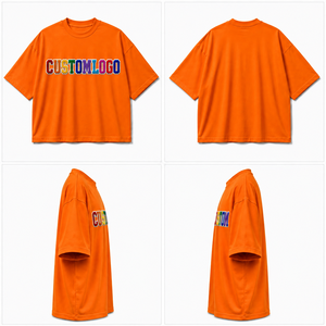 T-shirt Homme Orange à Manches Courtes avec Logo Personnalisé, 100% Coton Jersey, Col Rond, Impression Flocage Lettres sur le Devant, Coupe Décontractée Oversize - Product Image 5