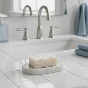 Porte-savon artisanal en marbre naturel pour baignoire, lavabo, comptoir de salle de bain, plateau décoratif en pierre - Product Image 2