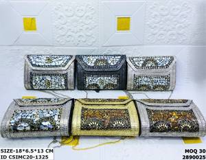 Handmade Ele Evening Clutches by Indian Artisans for Women's Celebrations and Special Events Mosaic Pattern Purse in Metal - Product Image 4