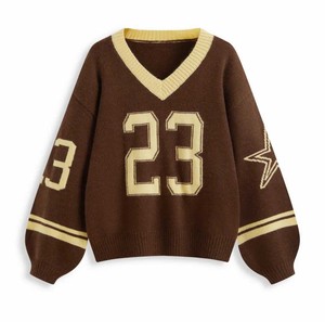 Pull en maille style universitaire col rond couleur unie en fil doux pour femme, tricot d'automne respirant 2026 - Product Image 1