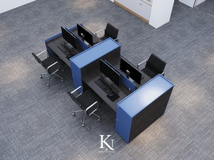 Bureaux modernes en bois prix de gros meubles de bureau 2600x600x750mm bureau pour le personnel de couleur bleu noir - Product Image 4