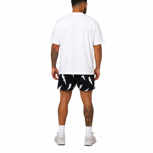 Shorts de bain décontractés pour hommes, noir et blanc, 100 % coton, séchage rapide, respirants, écologiques, taille mi-haute avec cordon de serrage - Product Image 2