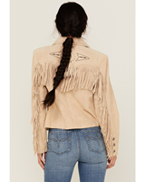 Veste en daim crème à franges pour femme, manteau western perlé et orné de conchos, style bohème cowgirl avec surpiqûres et clous, en daim naturel, vente en gros