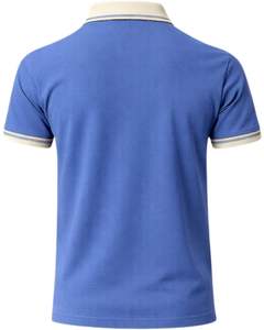 Polo de Algodón Azul Rey Personalizado para Hombre con Cuello y Ribete de Manga en Contraste Beige, Corte Clásico, Casual, Verano, Suministro al por Mayor OEM - Product Image 2