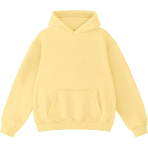 Sweat à capuche oversize pour homme en molleton jaune pâle de qualité supérieure, personnalisable, effet délavé, avec poche avant - Product Image 1