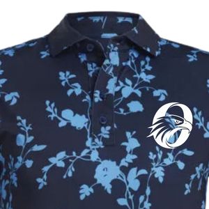 Polo pour homme à sublimation florale bleue, manches courtes, léger, haut de sport confortable, idéal pour le golf et l'entraînement en extérieur - Product Image 3