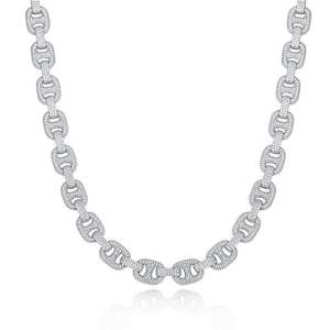 Chaîne en or plaqué or de luxe avec maillons sertis de moissanite, bijoux hip-hop pour hommes, collier - Product Image 1